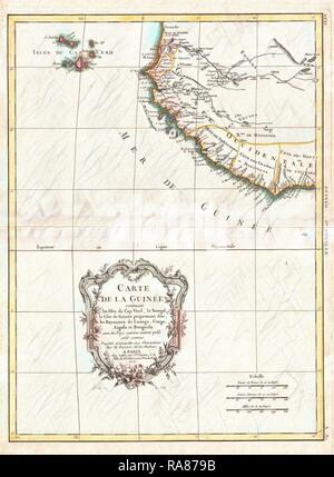 1771, Bonne Mappa della Guinea Costa dell Africa occidentale e le Isole di Capo Verde, Rigobert Bonne 1727 - 1794, uno dei reinventato Foto Stock