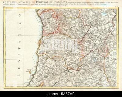 1775, Rizzi-Zannoni mappa Portogallo settentrionale, Oporto. Reinventato da Gibon. Arte Classica con un tocco di moderno reinventato Foto Stock