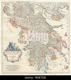 1794, Anville mappa della Grecia antica. Reinventato da Gibon. Arte Classica con un tocco di moderno reinventato Foto Stock