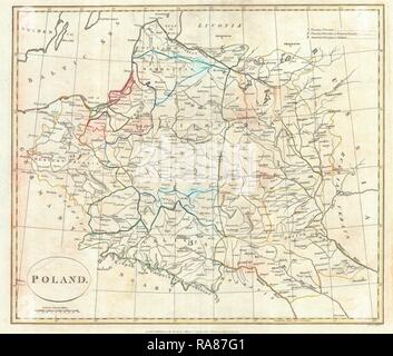 1799, Clemente Cruttwell Mappa di Polonia e Lituania. Reinventato da Gibon. Arte Classica con un tocco di moderno reinventato Foto Stock