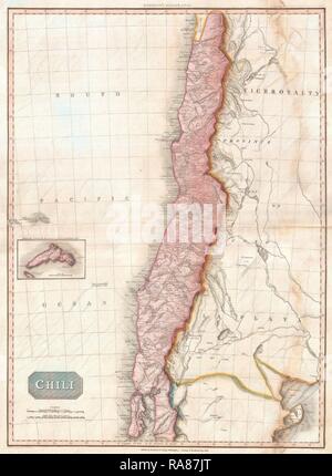 1818, Pinkerton Mappa del Cile, John Pinkerton, 1758 - 1826, antiquario scozzese, cartografo, UK. Reinventato Foto Stock