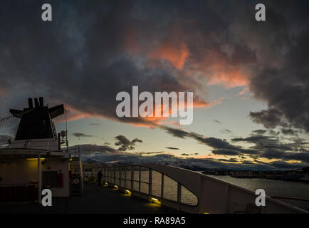 A bordo della costiera Hurtigruten vaporizzatore, Norvegia. Foto Stock