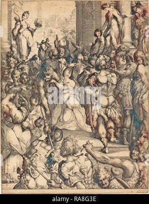 Jacques Bellange (francese, c. 1575 - morto 1616), il Martirio di Santa Lucia, attacco. Reinventato da Gibon. Arte Classica reinventato Foto Stock