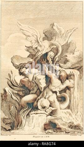 Pierre-Alexandre Aveline dopo François Boucher (francese, probabilmente 1702 - 1760), due tritoni e di un cigno, in o dopo aver reinventato Foto Stock