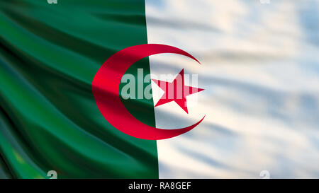 Algeria bandiera. Sventola bandiera di Algeria 3d'illustrazione. Alger Foto Stock