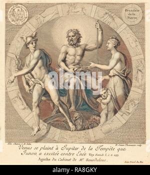 Henri Simon Thomassin dopo Elisabeth Sophie Cheron (francese, 1687 - 1741), Venere se plaint un Giove de la tempete reinventato Foto Stock