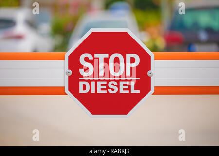 Arresto carburante diesel segno Foto Stock