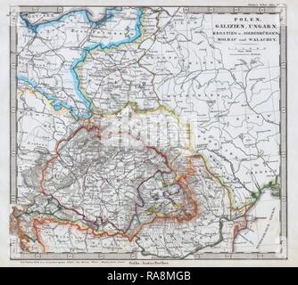 1862, Stieler Mappa di Polonia e Ungheria. Reinventato da Gibon. Arte Classica con un tocco di moderno reinventato Foto Stock