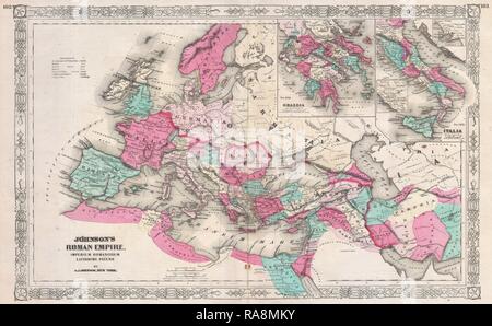 1864, Johnson mappa dell'Impero Romano. Reinventato da Gibon. Arte Classica con un tocco di moderno reinventato Foto Stock