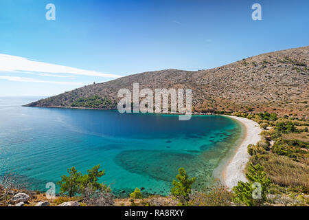 La spiaggia Elinda a Chios Island, Grecia Foto Stock