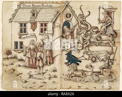 Il francese agli inizi del XVI secolo, 'Non tornare indietro quando si arriva alla fine' [fol. 26 il retro - 27 recto], 1512-1514, penna reinventato Foto Stock