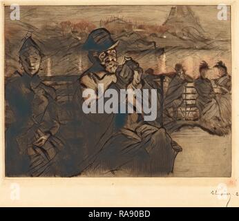 Auguste Lepère (francese, 1849 - 1918), Sur la Senna, la nuit, 1888, incisione e puntasecca. Reinventato da Gibon. Classic reinventato Foto Stock