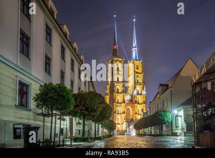 Giovanni Battista Cattedrale nella più antica e storica parte di Wroclaw chiamato Ostrow Tumski, Polonia Foto Stock