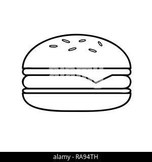 Burger fast food icona semplice contorno pittogramma illustrazione vettoriale Illustrazione Vettoriale