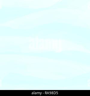 Acquerello blu sfondo astratto. Nuvole, cielo, le onde del mare. Modello di colore. Illustrazione Vettoriale. Illustrazione Vettoriale