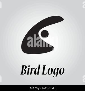 Il logo di uccelli. Design minimalista. Abstract logotipo con puffin. Illustrazione Vettoriale. Illustrazione Vettoriale