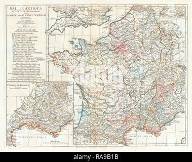 1794, Anville Mappa della Gallia, Gallia o in Francia in epoca romana. Reinventato da Gibon. Arte Classica con un moderno reinventato Foto Stock