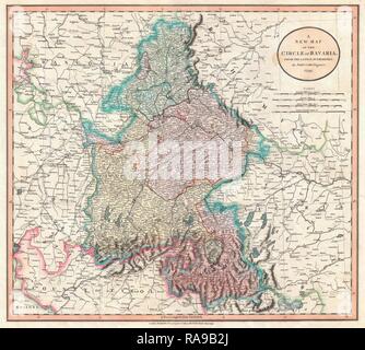 1799, Cary Mappa di Baviera e Salisburgo, Germania, Monaco di Baviera, John Cary, 1754 - 1835, Era un cartografo inglese, John reinventato Foto Stock