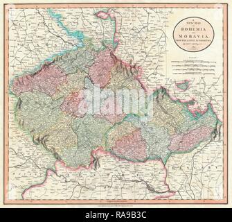 1801, Cary Mappa di Boemia e Moravia nella Repubblica Ceca , John Cary, 1754 - 1835, Inglese cartografo. Reinventato Foto Stock