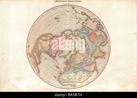 1818, Pinkerton mappa dell'emisfero settentrionale, Polo Nord, Arctic , John Pinkerton, 1758 - 1826, Scottish reinventato Foto Stock