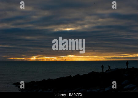 Per centrali eoliche Rampion off il Sussex coast Foto Stock