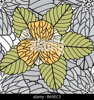 Seamless Floral Pattern . Disegnato a mano texture floreali, decorativi fiori, libro da colorare Illustrazione Vettoriale