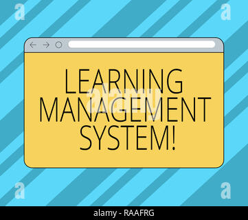 Segno di testo che mostra il sistema di gestione dell'apprendimento. Foto concettuale applicazione software che viene utilizzato per gestire lo schermo del monitor con Avanti e Indietro Pr Foto Stock