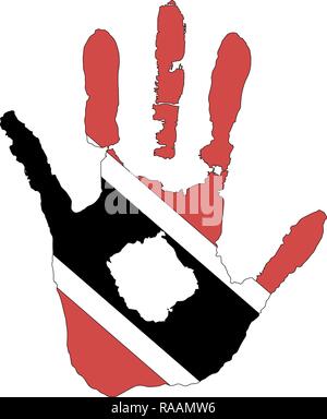 Rosso, bianco, colore nero della bandiera. vettore handprint nella forma della bandiera di Trinidad e Tobago. Illustrazione Vettoriale