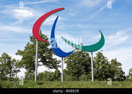 Giochi Paralimpici simbolo Queen Elizabeth Olympic Park, Londra Inghilterra Gran Bretagna REGNO UNITO Foto Stock