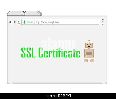 Illustrazione dei browser mostra collegamento HTTPS. Foto Stock
