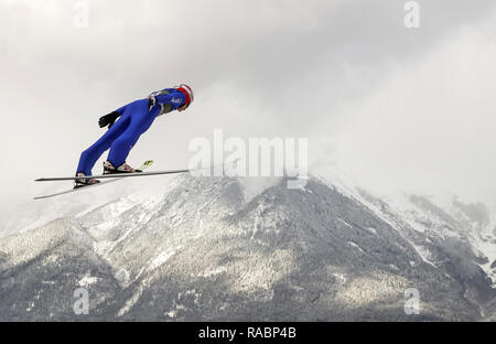 Innsbruck, Austria. 03 gen 2019. Sci nordico/ski jumping World Cup, torneo delle quattro colline, grandi colline, uomini, qualifica. Richard Freitag dalla Germania in azione . Credito: Daniel Karmann/dpa/Alamy Live News Foto Stock