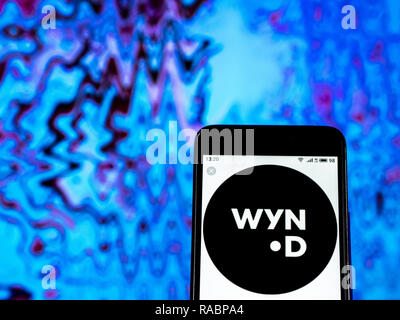 Kiev, Ucraina. 3 gennaio, 2019. Wyndham destinazioni logo azienda vede visualizzato su un telefono intelligente. Credito: Igor Golovniov SOPA/images/ZUMA filo/Alamy Live News Foto Stock