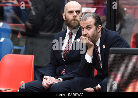 Foto di Claudio Grassi/LaPresse 03 gennaio 2019 Assago (MI) Italia sport basket AX Armani Exchange Olimpia Milano vs Buducnost VOLI Podgorica - Turkish Airlines Eurolega 2018/2019 - Mediolanum Forum. Nella foto: Simone Pianigiani (head coach AX Armani Exchange Olimpia Milano) Foto Claudio Grassi/LaPresse Gennaio 03, 2019 Assago (MI) Italia sport basket AX Armani Exchange Olimpia Milano vs Buducnost VOLI Podgorica - Turkish Airlines EuroLeague 2018/2019 - Mediolanum Forum. nel pic: Simone Pianigiani (head coach AX Armani Exchange Olimpia Milano) Foto Stock