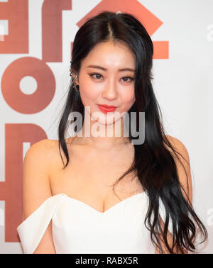 Kyungri (nove muse), Dec 29, 2018 : un membro del sud coreano ragazza gruppo 9Muse, Kyungri, frequenta un tappeto rosso evento del 2018 MBC Premi di intrattenimento a Seul, in Corea del Sud. Credito: Lee Jae-Won/AFLO/Alamy Live News Foto Stock