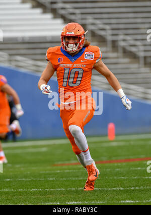 Dallas, TX, Stati Uniti d'America. Il 26 dicembre, 2018. Boise State quarterback, Chase corda (10), presso il NCAA Football primi responder Bowl gioco tra il Boise State Broncos e il Boston College Eagles al Cotton Bowl di Dallas, TX. (Assoluta fotografo completo & Company Credit: Joe Calomeni/MarinMedia.org/Cal Sport Media) Credito: csm/Alamy Live News Foto Stock