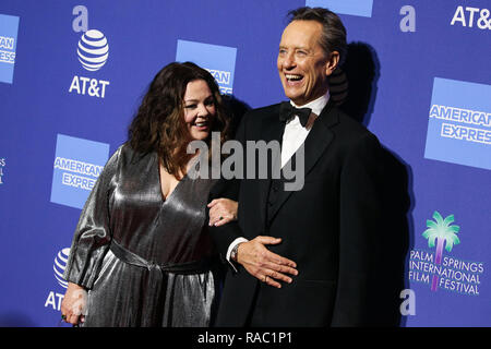 Palm Springs, California, Stati Uniti d'America. 3 gennaio, 2019. L'attrice Melissa McCarthy e il direttore Richard E. concedere arrivano al trentesimo annuale di Palm Springs International Film Festival Awards Gala tenutosi presso il Palm Springs Convention Center il 3 gennaio 2019 in Palm Springs, California, Stati Uniti. (Foto di Xavier COLLIN/Image Press Agency) Credito: Image Press Agency/Alamy Live News Foto Stock