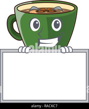 Grinning con scheda indian masala tea in cartoon glas Illustrazione Vettoriale