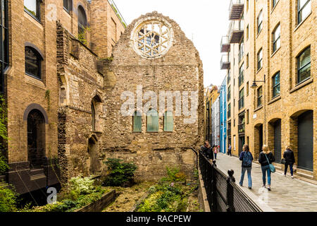 Le rovine medievali di Winchester Palace, Southwark, Londra, Inghilterra, Regno Unito, Europa Foto Stock