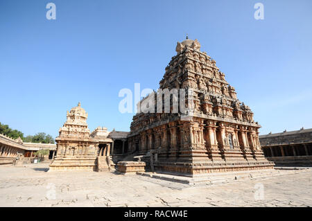 Il XI secolo Gangaikonda Cholapuram Brihadisvara tempio dedicato a Shiva, Sito Patrimonio Mondiale dell'UNESCO, distretto di Ariyalur, Tamil Nadu, India, Asia Foto Stock