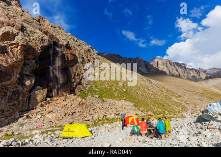 Ratsek camp, Ala Archa National Park, Bishkek, Kirghizistan, Asia Centrale, Asia Foto Stock