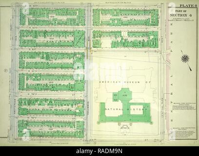 La piastra 8, parte della sezione 4: delimitata da W. ottantatreesimo Street, Central Park West, W. 77th Street e Amsterdam Avenue reinventato Foto Stock