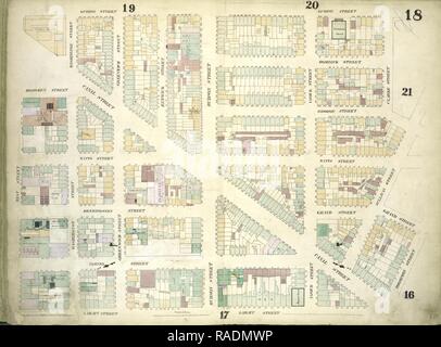 La piastra 18: mappa delimitata da Spring Street, Clarke Street, Sullivan Street, Grand Street, Thompson Street, Laight Street reinventato Foto Stock