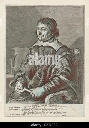 Ritratto di Joost van den Vondel, Theodor Matham, Joost van den Vondel, 1615 - 167. Reinventato da Gibon. Arte Classica reinventato Foto Stock