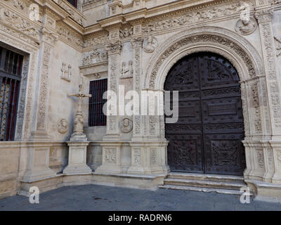 Dettagli fantastica su un lato ingresso della cattedrale di Siviglia, in Andalusia, Spagna. Foto Stock