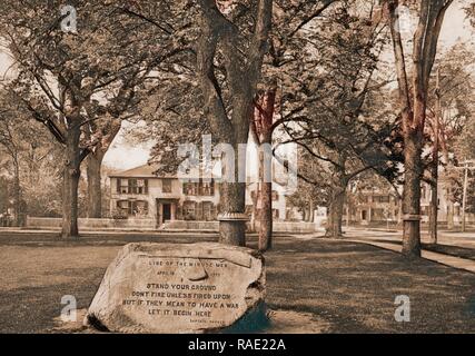 La linea del minuto uomini Memorial, Lexington, Minutemen (milizia), monumenti e memoriali, campi di battaglia, Lexington reinventato Foto Stock