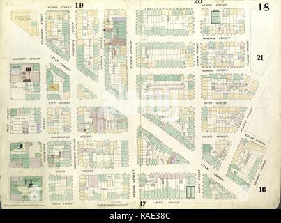 La piastra 18: mappa delimitata da Spring Street, Clarke Street, Broome Street, Sullivan Street, Grand Street, Thompson Street reinventato Foto Stock