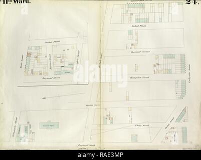 La piastra 24: mappa delimitata da Myrtle Avenue, Cumberland Street, Lafayette Avenue Raymond Street. 1855, William Perris reinventato Foto Stock