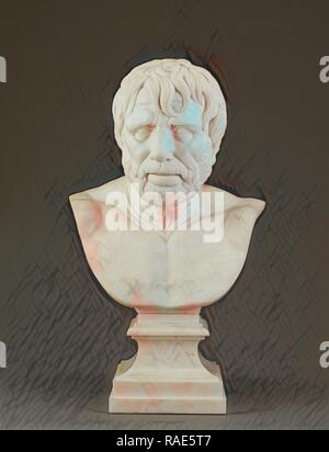 Busto di Pseudo-Seneca (dopo l'antico), Joseph Wilton (inglese, 1722 - 1803), in Inghilterra, 1755 - 1765, marmo, 61 cm reinventato Foto Stock
