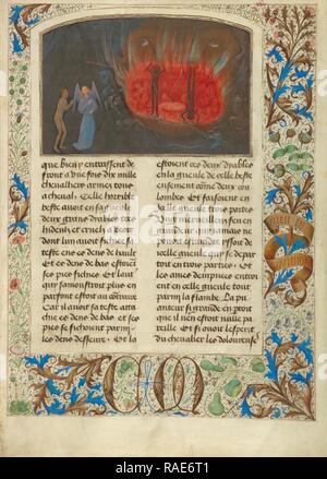 La Bestia Acheronte, Simon Marmion (fiammingo, attivo 1450 - 1489), Gent, Belgio, 1475, tempere, foglia oro, oro reinventato Foto Stock