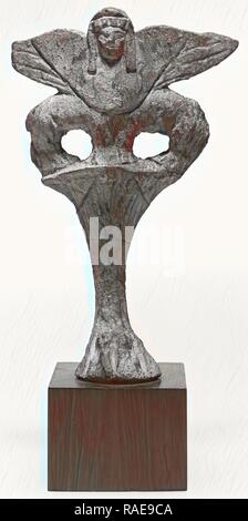 Piede di un vaso in forma di Double-Bodied Sphinx con una singola testa, Anatolia, 1° - 2° secolo, bronzo, 13 cm ( reinventato Foto Stock